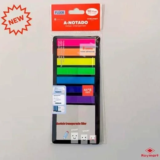 Roymart notas inteligentes acetato transparente pack de 160 c/surtidos