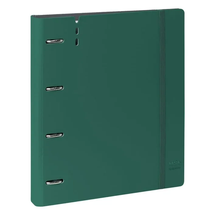 SAFTA – Carpeblock con 4 Anillas de 35 mm, con Recambio, con 100 Hojas A4, Ideal para Niños de Diferentes Edades, Cómoda y Versátil, Calidad y Resistencia, 27x4x32 cmVerde oscuro