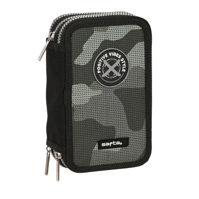 Safta – Estuche Escolar con 36 Útiles Incluidos, Estuche Infantil, Estuche Niño, Ideal para Niños de 5 a 14 Años, Cómodo y Versátil, Calidad y Resistencia, 12.5×5.5×19.5 cm, Color Negro