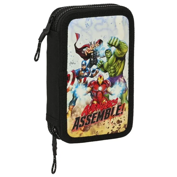 Safta Avengers Forever – Estuche Escolar Niño, Estuche con Colores, con 28 Útiles Incluidos, Ideal para Niños de 5 a 14 Años, Cómodo y Versátil, Calidad y Resistencia, 12.5x4x19.5 cm, Multicolor