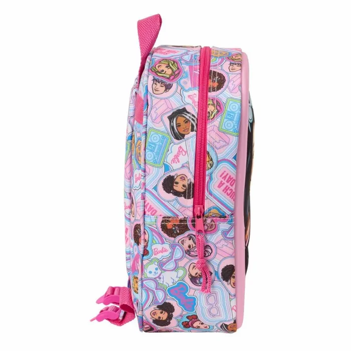Safta BARBIE 3D – Mochila de Guardería 3D, Adaptable a Carro, Fácil Limpieza, Ideal para Niños de Diferentes Edades, Cómoda y Versátil, Calidad y Resistencia, 22x10x27 cm