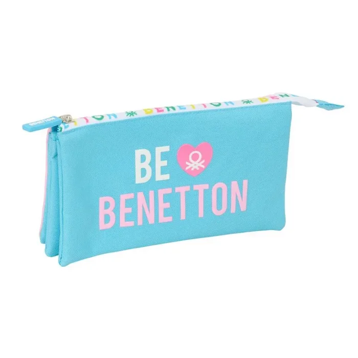 Safta Benetton Unique – Portatodo Triple, Estuche Infantil, Estuche Niño, Ideal para Niños en Edad Escolar, Cómodo y Versátil, Calidad y Resistencia, 22x3x12 cm
