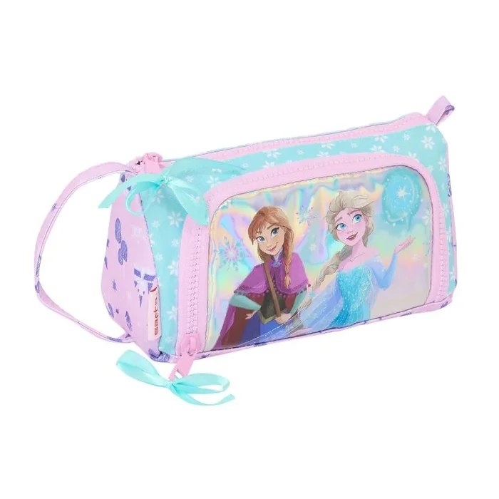 Safta Frozen Cool Days – Portatodo con Bolsillo Desplegable Lleno, Estuche Infantil, Estuche Niño, Ideal para Niños en Edad Escolar, Cómodo y Versátil, 20×8.5×11 cm, Color Violeta/Celeste
