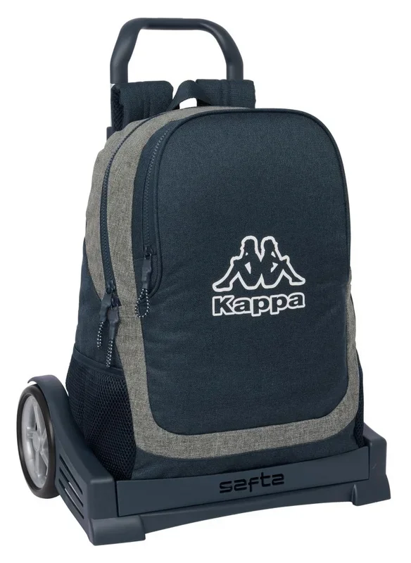 Safta KAPPA DARK NAVY – Mochila Escolar, Espalda Ergonómica, con Carro Evolution, Ideal para Niños de Diferentes Edades, Versátil, Calidad y Resistencia, 32x16x44 cm, Color Gris/Azul Marino Melange