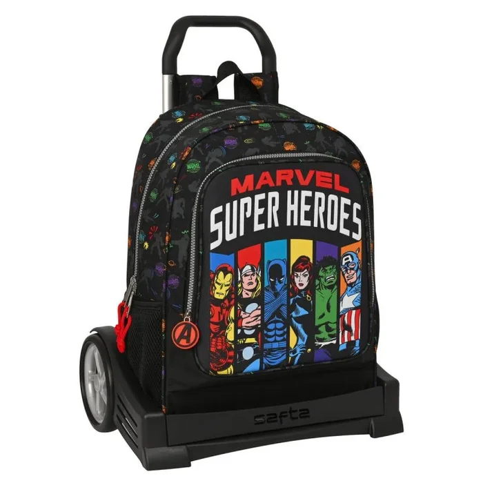 Safta M860c AVENGERS Super Heroes – Mochila Escolar 522, Espalda Ergonómica, con Carro Safta Evolution, Ideal para Niños de Diferentes Edades, Cómoda y Versátil, Calidad y Resistencia, 32x14x42 cm, Color Negro, Unisex niños, Negro, Estándar