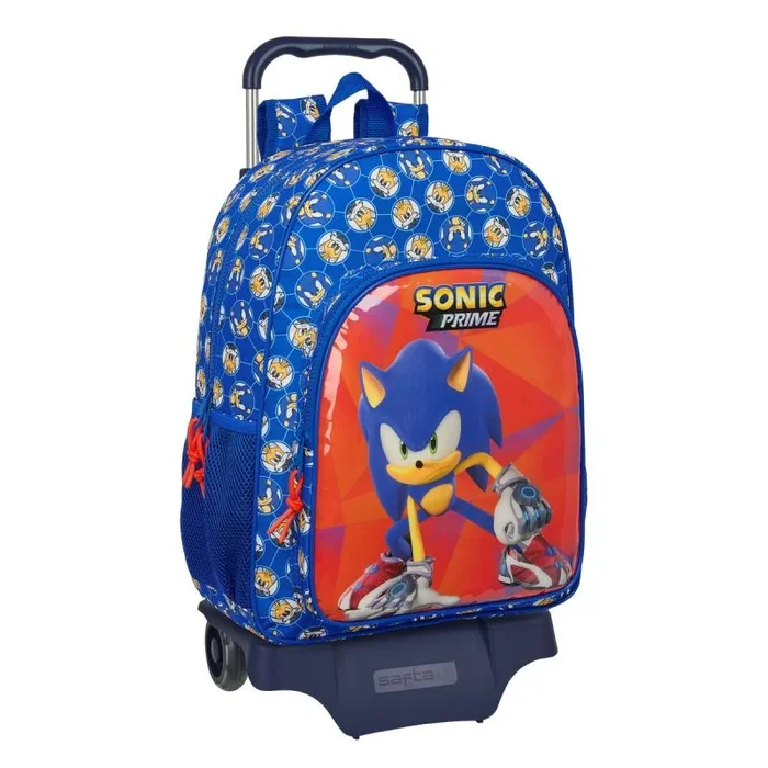 Safta SONIC PRIME – Mochila Escolar con Carro 905, Ideal para Niños de Diferentes Edades, Cómoda y Versátil, Calidad y Resistencia, 33x14x42 cm, Color Azul