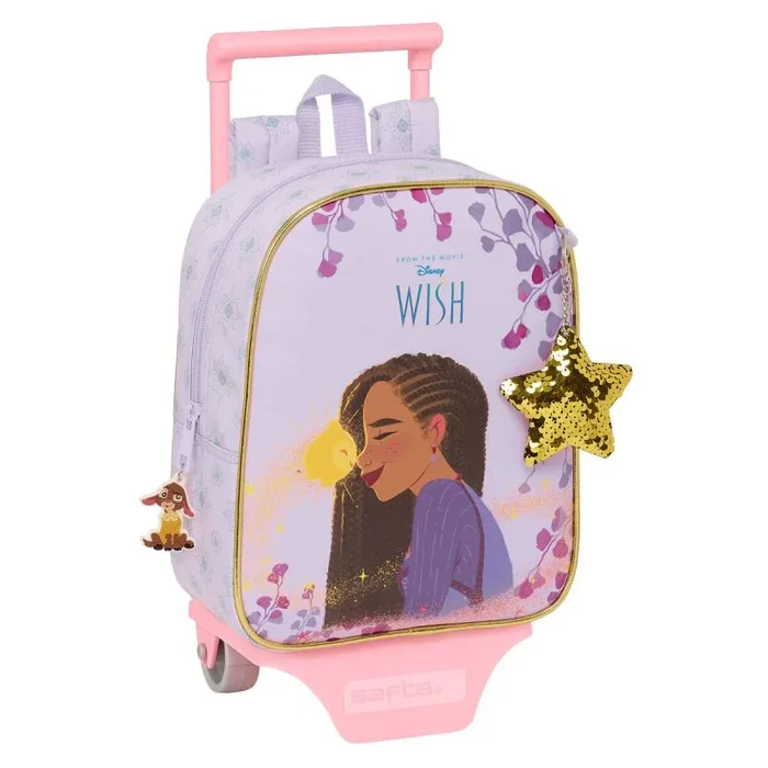 Safta WISH – Mochila Guardería con Carro, Ideal para Niños de Diferentes Edades, Cómoda y Versátil, Calidad y Resistencia, 22x10x27 cm, Color Lila
