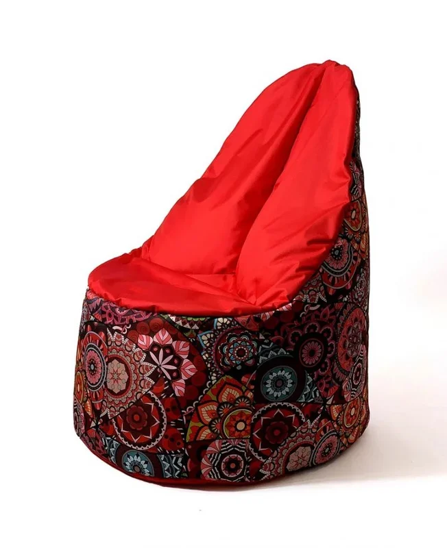 Sako bolso puf estampado mandala-rojo xl 120 x 80 cm