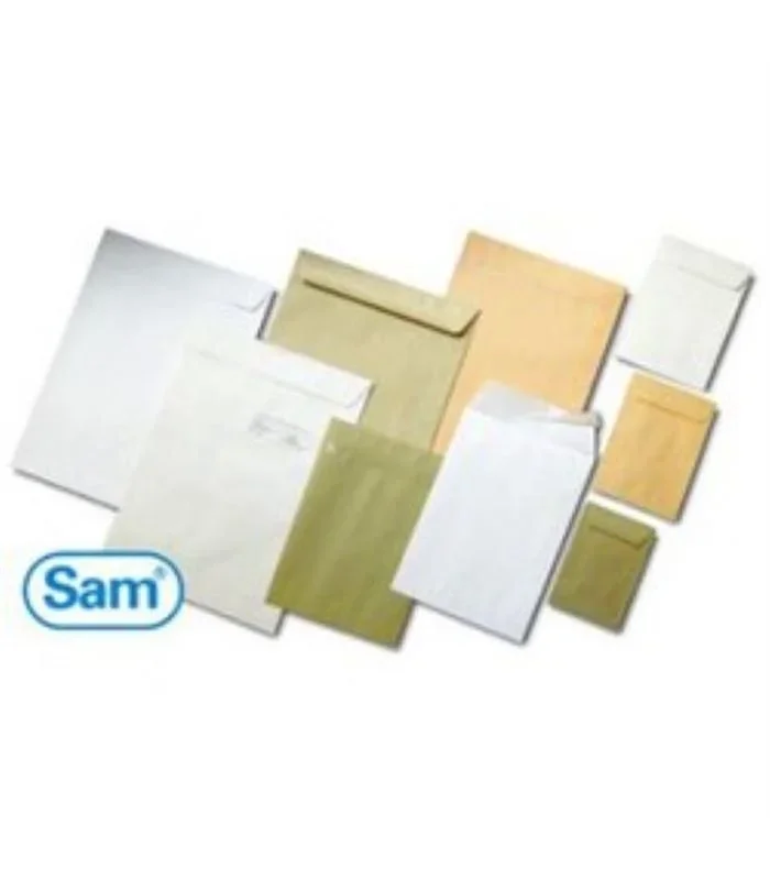 Sam bolsa k-12 din b4 folio autoadhesivo con tira de silicona 250×353 90 gramos celulosa chamoix 250 bolsas
