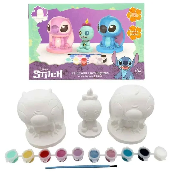 Sambro International Limited CyP Brands- Stitch, Set de 3 Figuras de Escayola, Actividades Creativas, Multicolor, Producto Oficial