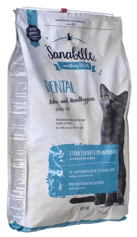 Sanabelle Dental | Comida seca para gatos adultos para la limpieza y el cuidado dental | 1 x 10 kg
