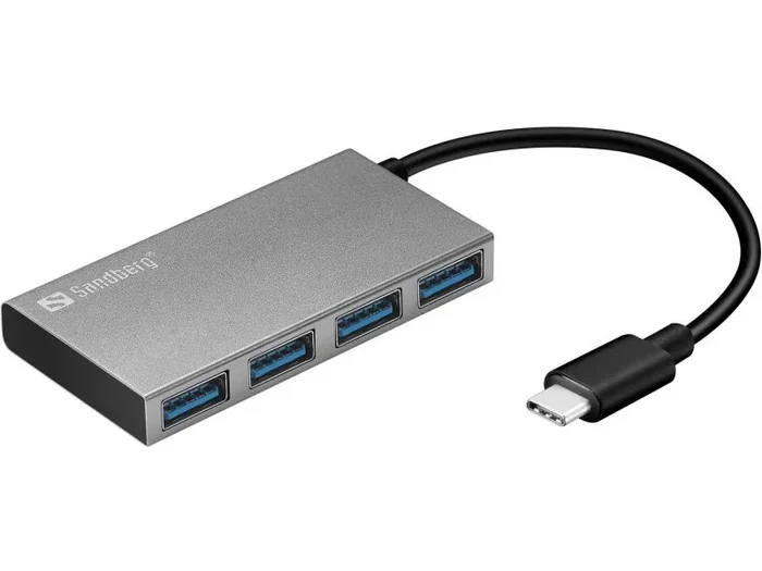Sandberg 136-20 – Adaptador USB-C a 4 xUSB 3.0, Plata