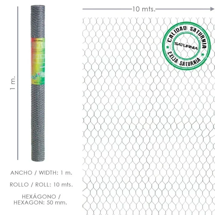 SATURNIA – Enrejado Triple Torsion 50 / Ancho 100 cm. Rollo 10 Metros Uso Domestico