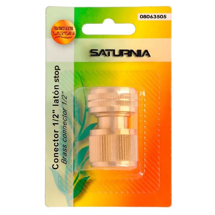 SATURNIA Conector Manguera Con Función STOP Fabricado en Laton 1/2″ Hembra, Adaptador Grifo, Conector Grifo A Conector Rapido