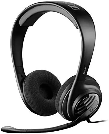 Sennheiser GSP 107 Binaural Diadema Negro Auricular con micrófono – Auriculares con micrófono (PC/Juegos, Binaural, Diadema, Negro, Alámbrico, 3 m)