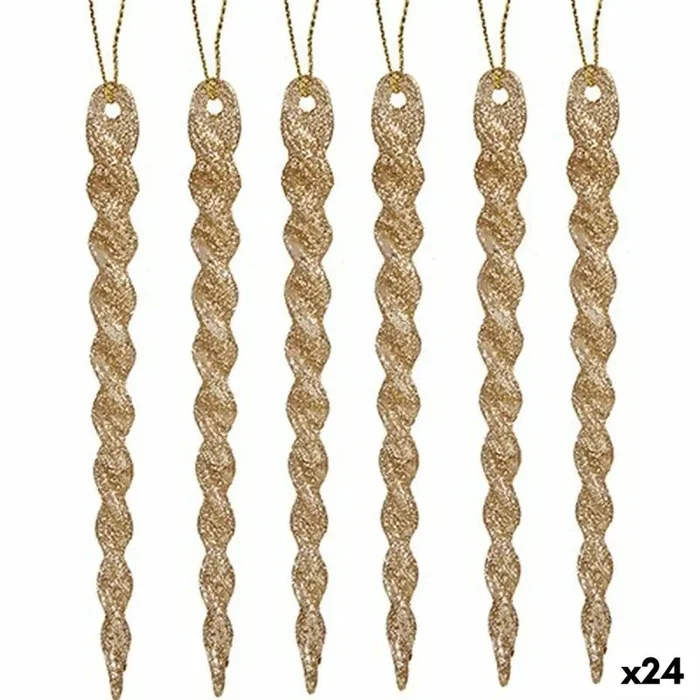 Set adornos de navidad champagne plástico purpurina 13,5 x 1 x 5,5 cm (24 unidades)