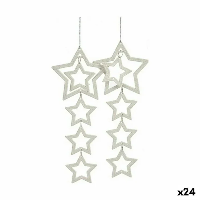 Set adornos de navidad estrellas blanco 19 x 0,2 x 23 cm (24 unidades)