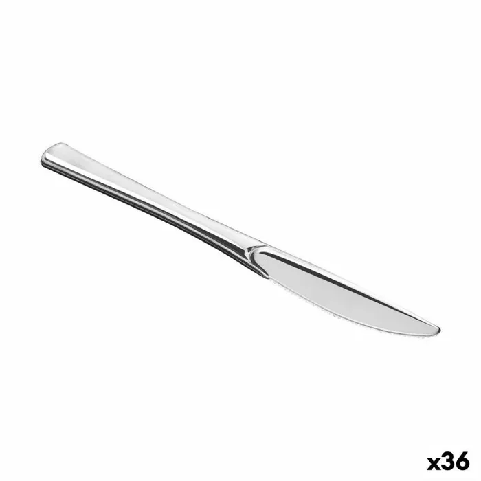 Set de cuchillos reutilizables algon plateado 10 piezas 20 cm (36 unidades)