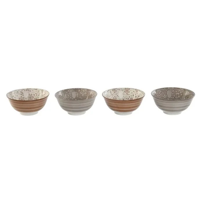 Set de Cuencos Home ESPRIT Marrón Beige Porcelana Flores Shabby Chic 15 x 15 x 7 cm – Marca: Home ESPRIT – EAN: 8424002172930
