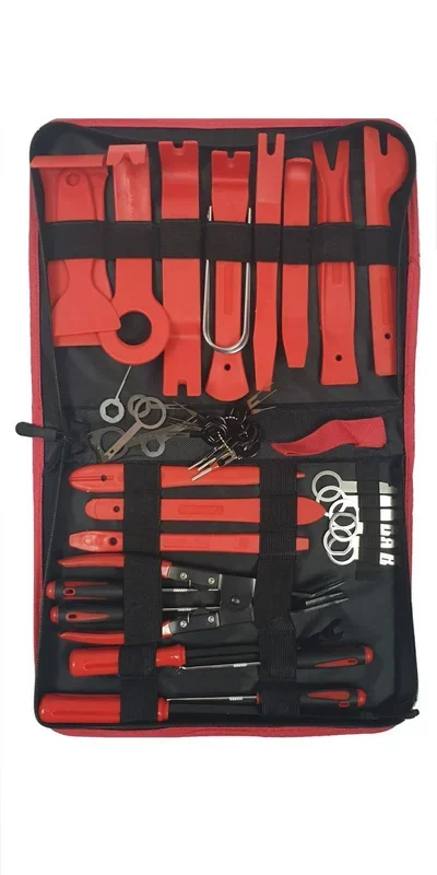 Set de extractores para tapicería, Silver, 43 piezas, desmontaje profesional de interiores, clips, molduras y paneles, plástico duradero, con estuche organizador