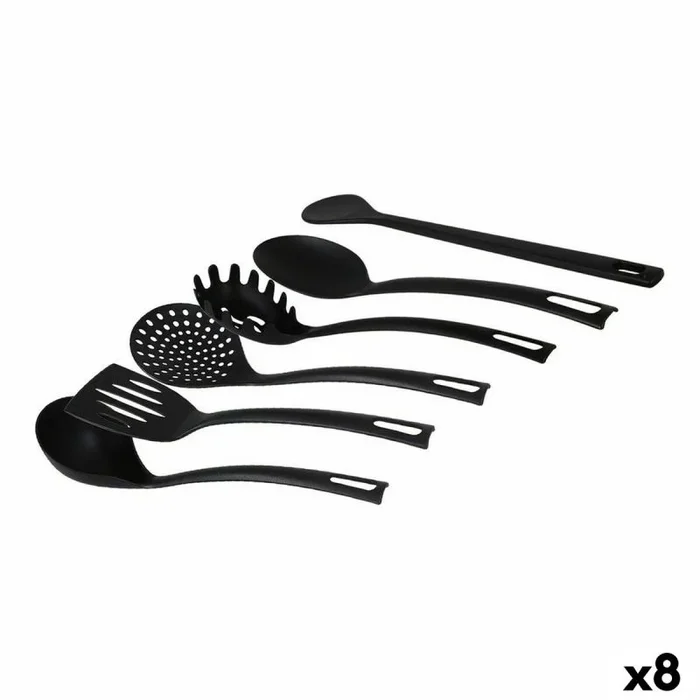Set de utensilios para cocina quttin quttin negro (6 piezas) (8 unidades) (6 pcs)