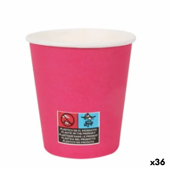 Set de vasos algon cartón desechables 200 ml fucsia 36 unidades (24 piezas)