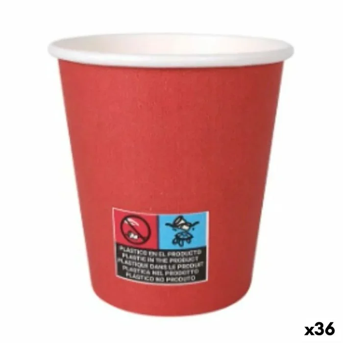 Set de vasos algon cartón desechables 200 ml rojo 36 unidades (24 piezas)