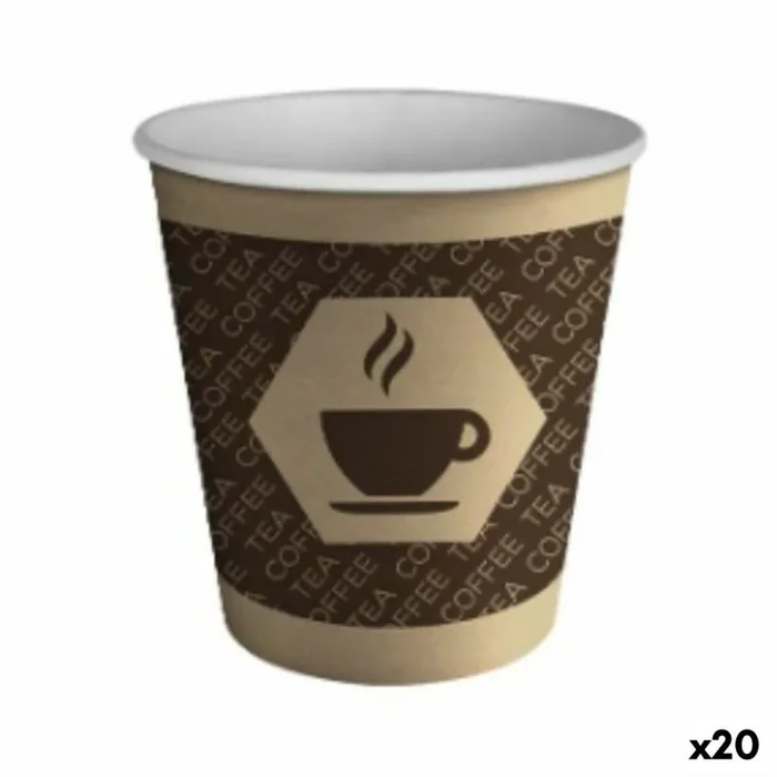 Set de vasos algon cartón desechables café 20 unidades (100 piezas)