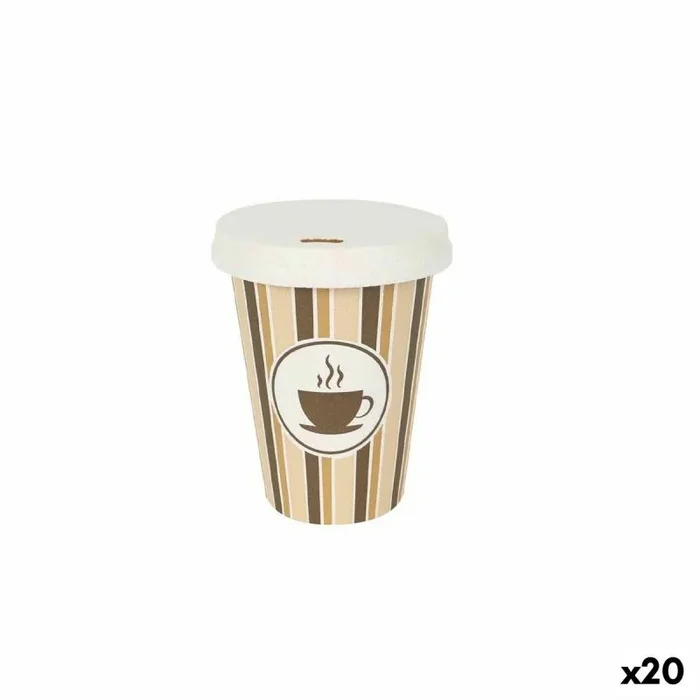 Set de vasos algon con tapa desechables café cartón 8 piezas 220 ml (20 unidades)