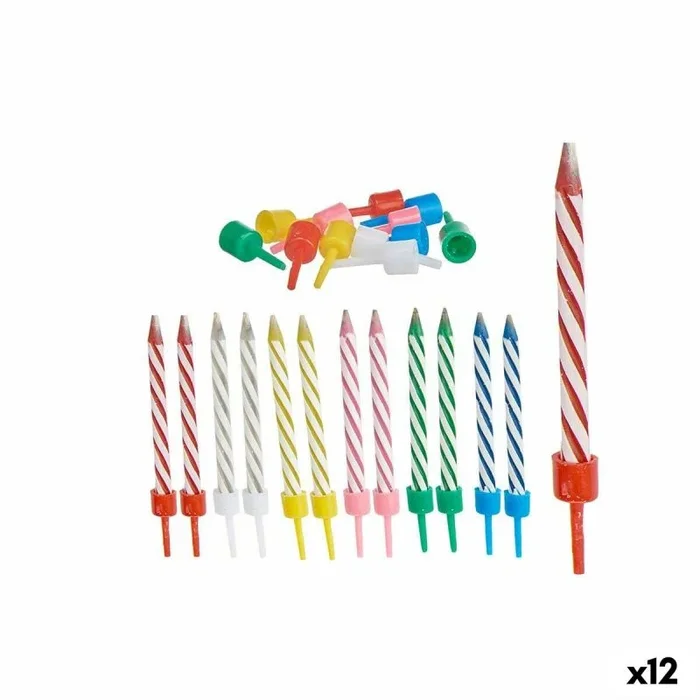 Set de velas multicolor cumpleaños (12 unidades)