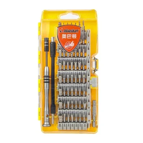 Set Destornillador Manual Obadun 9800 58 en 1 CRV Desmontaje y Reparación de Teléfonos (Amarillo)