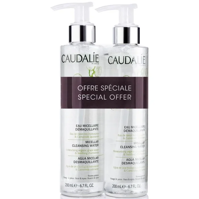 Set duo, caudalie, caudalie, cleansing, micellar water, for all skin types, 2 pcs, 200 ml