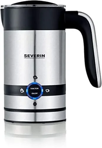 SEVERIN Espumador de leche para espumar en frío y en caliente además de calentar leche, indicado para espumar aprox. 100 ml o calendar aprox. 200 ml de leche. 450 W, acero inoxidable SM 3584