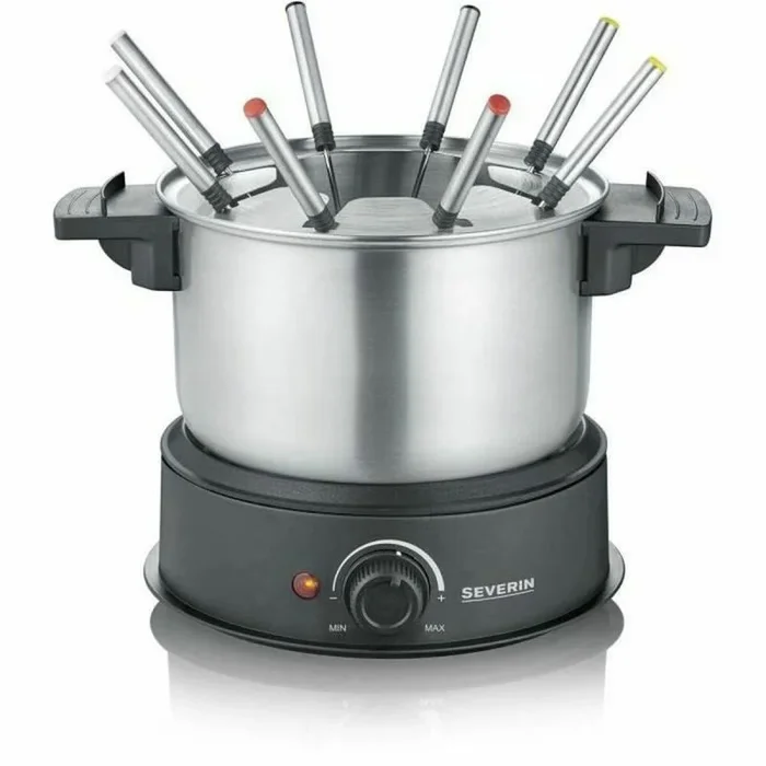 SEVERIN FO2473 Fondue el�ctrica 8 personas con olla extra�ble de acero inoxidable, Incluye: Protector contra salpicaduras y 8 tenedores