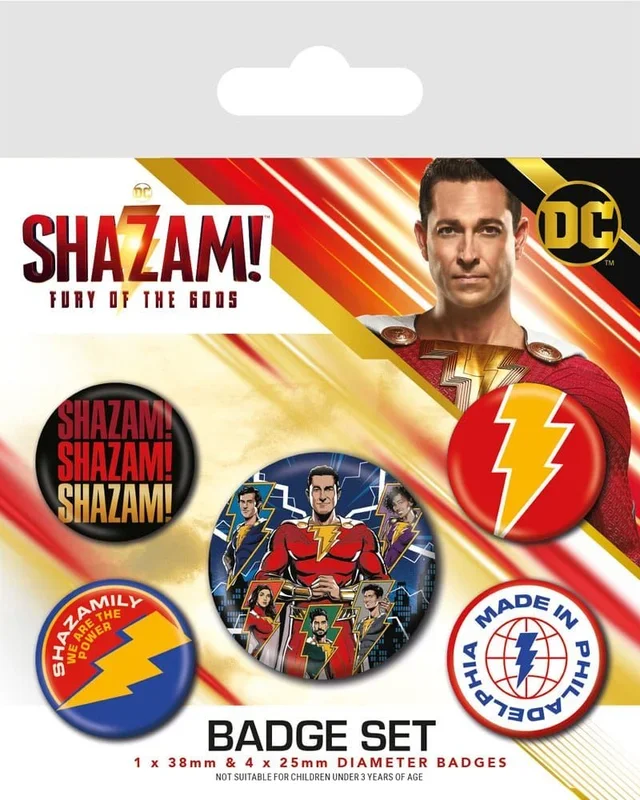 Shazam! pack 5 chapas fury of the gods
