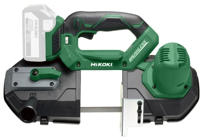 Sierra de cinta portátil, Hikoki, CB18DBLW4Z, para corte profesional en obra y taller, inalámbrica a batería, velocidad variable, diseño compacto y resistente
