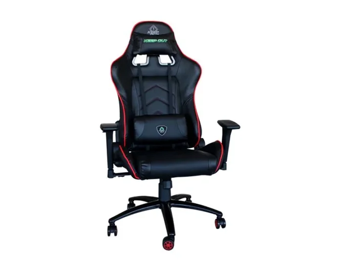 Silla gamer keep out xs400 pro color negro con detalles en rojo base de metal apoyabrazos 3d