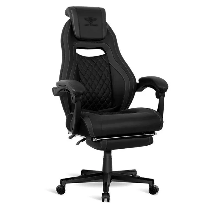Silla spirit of gamer wildcat black – marco madera – piston clase 3 – apoyabrazos articulados – reposapies – 5 ruedas 360º – hasta 120kg