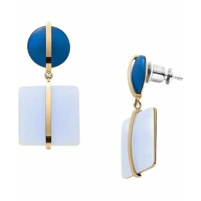 Skagen Sea Glass Blue Glass Drop Pendientes largos y tipo colgante Acero inoxidable Oro