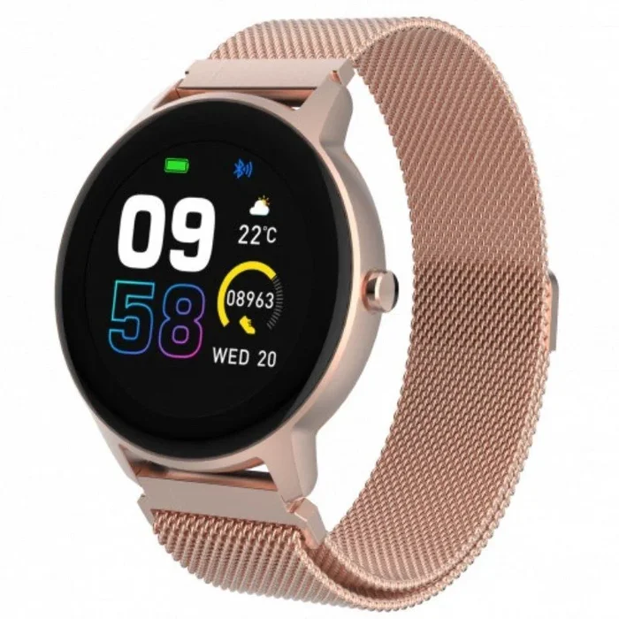 Smartwatch pulsera de reloj deportivo SB-325 Bluetooth, control de música, contador de pasos, monitor de frecuencia cardíaca, resistente al agua IP67, reloj de fitness con diseño delgado, notificaciones, monitor de sueño, (rosa dorado)