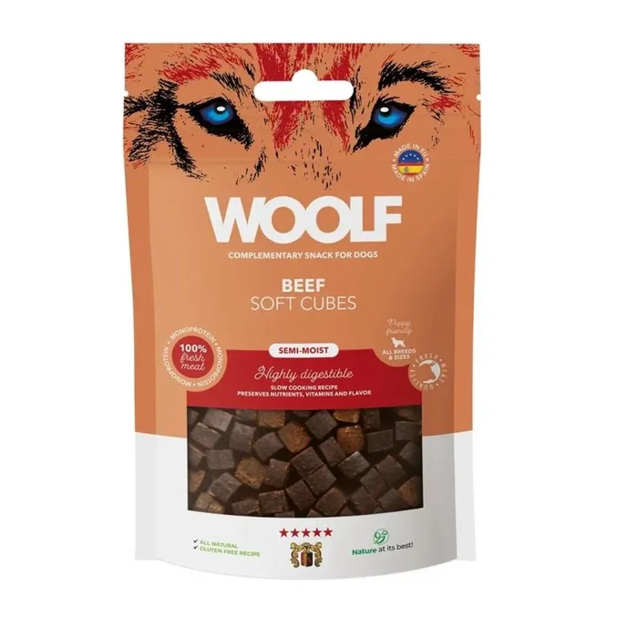 Snacks Naturales para Perros | Dados Semihúmedos Monoproteicos de Ternera Sin Conservantes | Chuches Naturales Perros | Dog Treats Saludables para Cachorros y Mayores | 100g