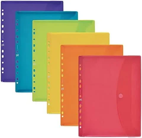 Sobre polipropileno a4 multitaladro cierre velcro 6 colores surtidos oxford 400113412