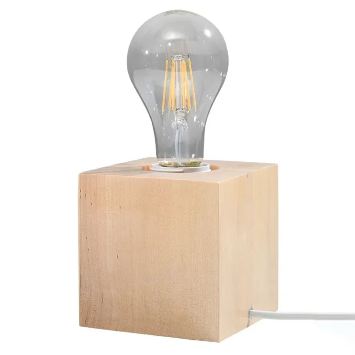 SOLLUX lighting Lampada da tavolo ABEL legno L: 10, B: 10, H: 10, con interruttore E27,