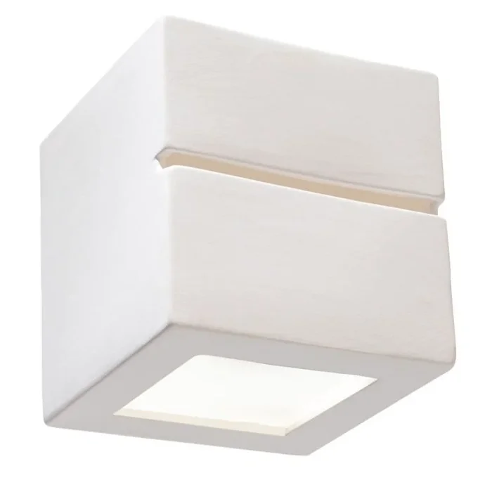 SOLLUX lighting Leo Line Lámpara De Pared De Cerámica | Diseño Moderno Altamente Versátil | Bombilla Reemplazable E27, 1 x 60 W | Blanco, 14 x 14 x 14 cm