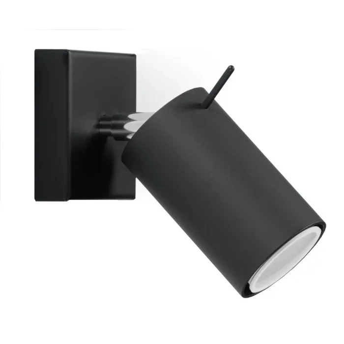 SOLLUX lighting Ring 1 Foco Lámpara De Pared | Diseño Minimalista Y Moderno, Brazo Ajustable Y Dirección De La Luz | Bombilla GU10 Reemplazable, 1 x 40 W | Acero, Negro, 8x16x8 cm