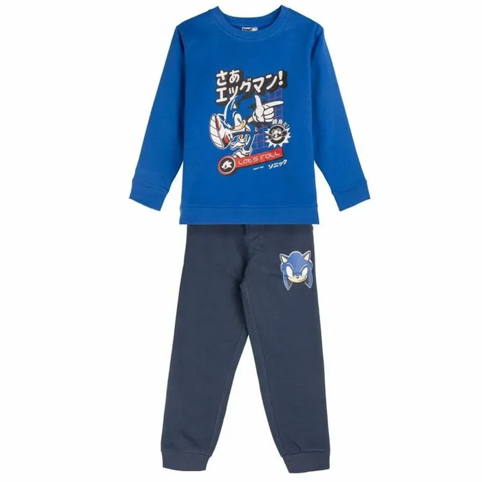 Sonic Chándal Conjunto Completo de 2 Piezas – Talla 12 Años – Elaborado con Algodón y Poliéster – Color Azul – Camiseta de Manga Larga Incluida – Producto Original Diseñado en España
