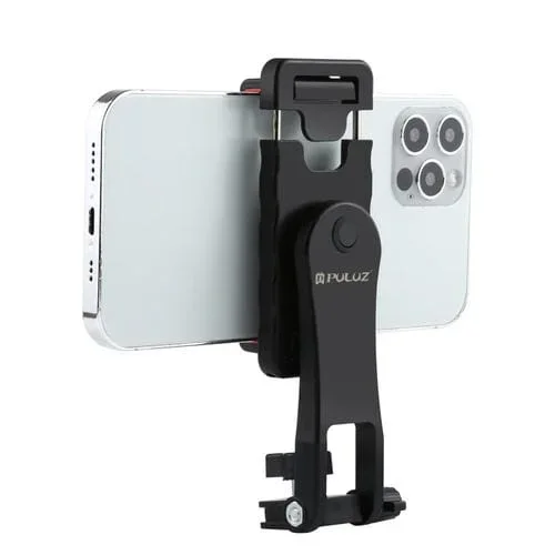 Soporte de Abrazadera Puluz para Teléfono Disparo Vertical Horizontal Giratorio 360 Grados (Negro)