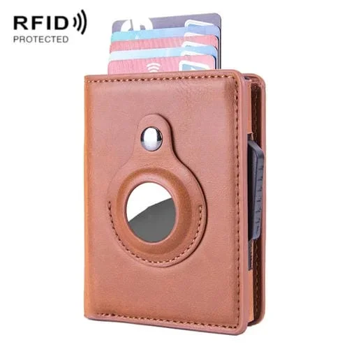 Soporte de Tarjeta Cuero Cepillado X-80 Antirrobo Rfid para AirTag (Albaricoque)