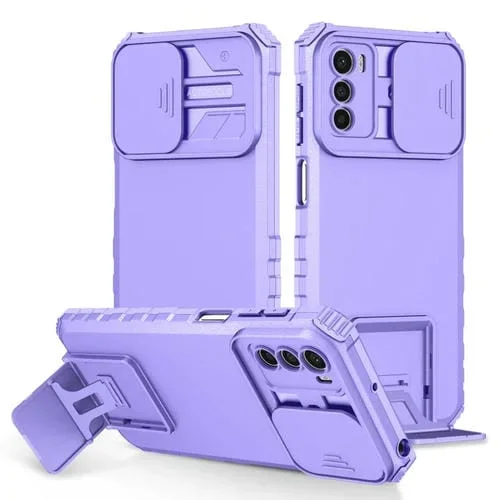 Soporte Estereoscópico Deslizante Camshield Funda para Motorola Moto G42 (Púrpura)