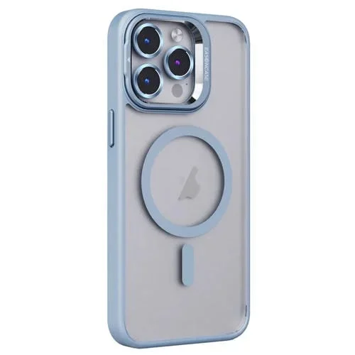 Soporte para Lente Invisible + Estuche PC TPU para iPhone 15 Pro Magsafe (Azul)
